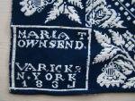 Coverlet, Blue & White, Figured & Fancy, Doubleweave, "MARIA TOWNSEND VARICK 1837"