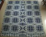 Coverlet, Blue & White, Figured & Fancy, Double Weave, 2 Panel, "ELIZABETH WEAVER BENTON NY 1832" 