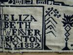 Coverlet, Blue & White, Figured & Fancy, Double Weave, 2 Panel, "ELIZABETH WEAVER BENTON NY 1832" 