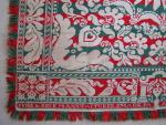 Coverlet, Red, Green & Natural, Figured & Fancy, Tied Beiderwand, "FEHR & KECK MANUFACTURER EMAUS PA"