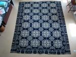 Coverlet, Figured & Fancy, Blue & White, Double Weave, "Hannah Taber, Scipio, NY 1832"