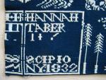 Coverlet, Figured & Fancy, Blue & White, Double Weave, Corner Block: "Hannah Taber, Scipio, NY 1832"