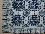 Coverlet, Figured & Fancy, Blue & White, Double Weave, "Hannah Taber, Scipio, NY 1832"