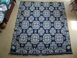 Coverlet, Figured & Fancy, Blue & White, Double Weave, "1837 E + K", Eagle, Pluses, 