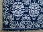 Coverlet, Figured & Fancy, Blue & White, Double Weave, "1837 E + K", Eagle, Pluses, 