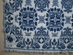 Coverlet, Figured & Fancy, Blue & White, Double Weave, "1837 E + K", Eagle, Pluses, 