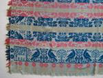 Coverlet, Figured & Fancy, Tied Beiderwand, Red, Blue & Olive, Greenish-Blue Warp, 2 Panel, "Joseph Devler, Henry Maele, 1836"