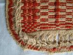 Coverlet, geometric, terra cotta, white, two-piece, added fringe