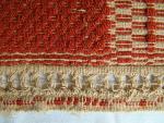 Coverlet, geometric, terra cotta, white, two-piece, added fringe