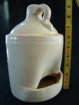 Chicken waterer, stoneware, Bristol glaze, molded, hand-formed, one-piece.  Mark:  'The Western Pottery Co. Made in Denver'.