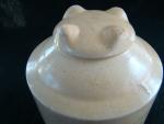 Chicken Waterer, stoneware, molded, Bristol glaze, two-piece, top only, open bottom, Mark: 'PACIFIC' within diamond