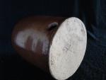 Chicken Waterer, stoneware, hand-thrown, brown glaze, bottom view