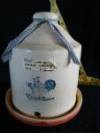 Blue cobalt stenciled rooster, hen, chick