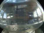 Chicken waterer, glass, two-piece.  Mark on top: 'Sana Fount'.  Mark on base: 'Anderson Box Co. Indpls Ind. No. 540 for No. 1541 and No. 1542 Patt. Applied For'