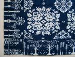 Coverlet, Figured & Fancy, Blue & White, Double Weave, "Hannah Taber, Scipio, NY 1832"