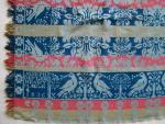 Coverlet, Figured & Fancy, Tied Beiderwand, Red, Blue & Olive, Greenish-Blue Warp, 2 Panel, "Joseph Devler, Henry Maele, 1836"